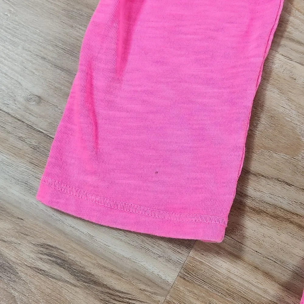 🔸️Justice Hot Pink Vneck Burnout Long Sleeve Top Youth Size 14